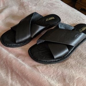 Born black leather sandals.